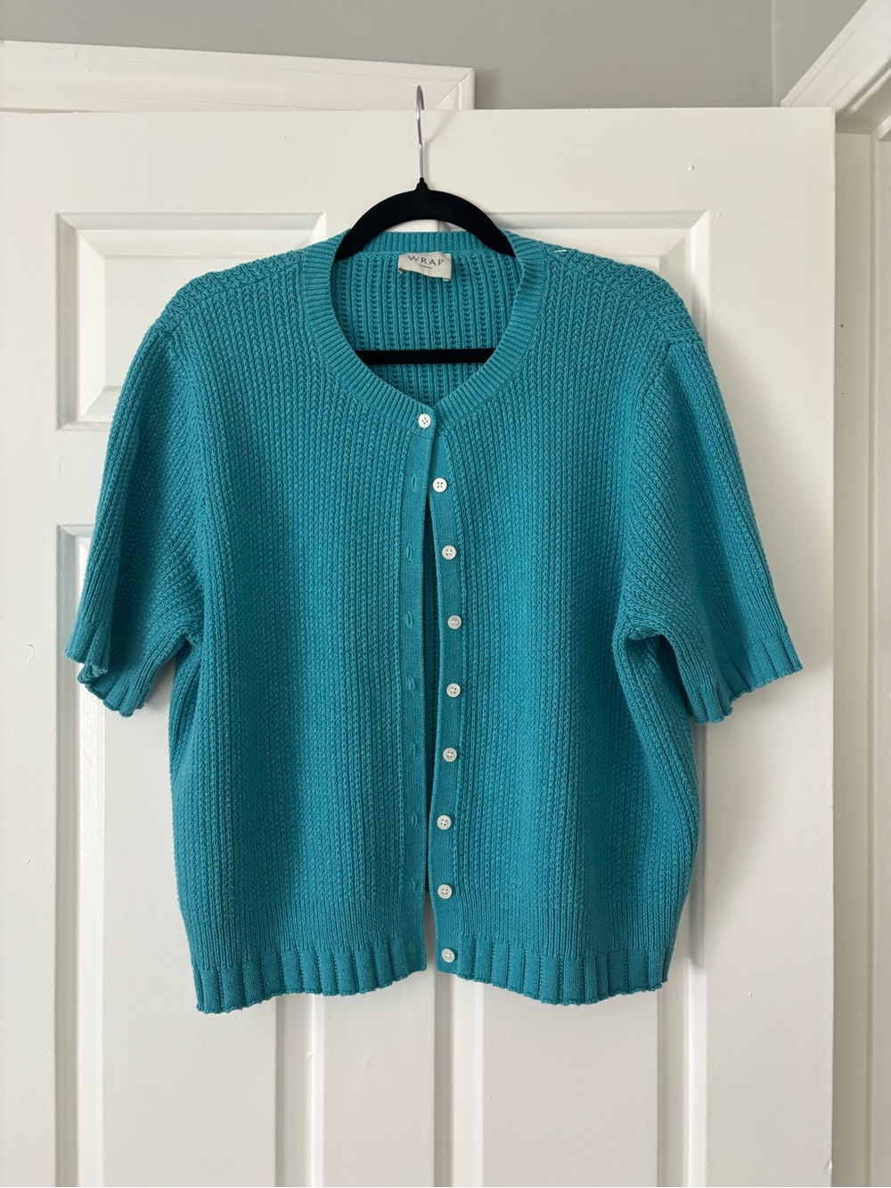 Wrap London 100% Organic Cotton Turquoise Cardigan - Size 16 - Like New - Picture 2 of 10
